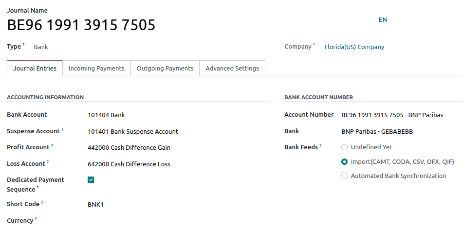 Configurar manualmente su información bancaria