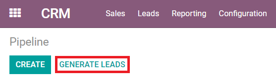 El botón Generar leads para usar la función de minado de leads.