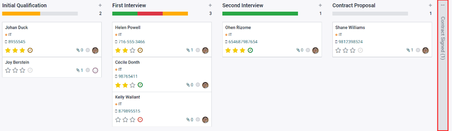 Abrir una columna plegada al hacer clic en ella en la vista de kanban.